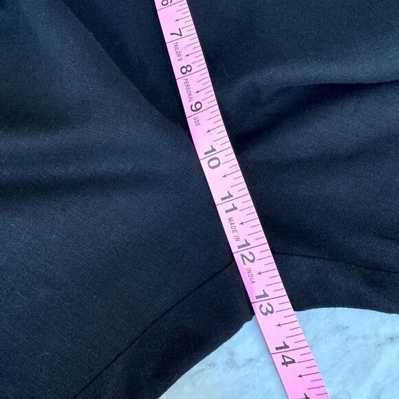 John Roberts Black Embroidered Crop Pants Sz 8 Fully Lined Linen Blend Zip Back - Picture 4 of 6